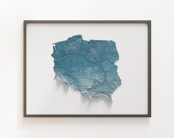 Poland - Shaded Relief Map - Natural Topography