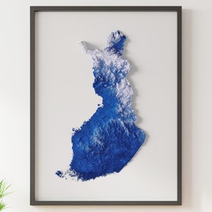 Finnland - Schattierte Reliefkarte - Flaggenfarben
