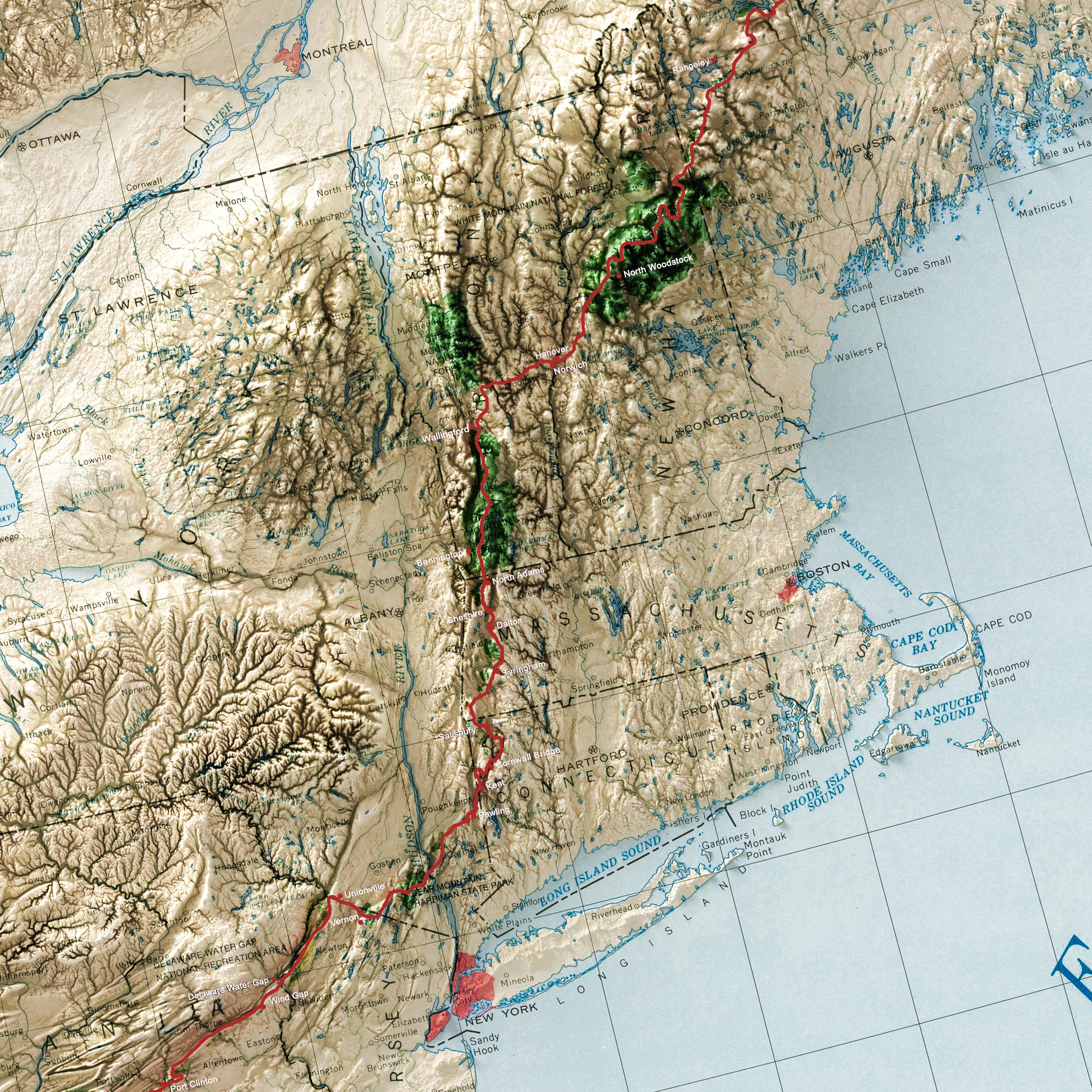 The Appalachian Trail (c.1981) - Vintage Topographic Map - Shaded