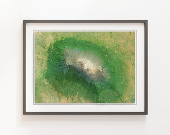Mount Kilimanjaro, Tanzania - Shaded Relief Map - Imagery