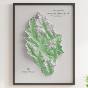 Parc national Yoho - Carte topographique - Carte en relief ombrée