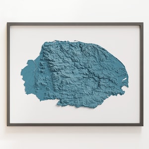 Norfolk County, England - Shaded Relief Map - Natural Topography