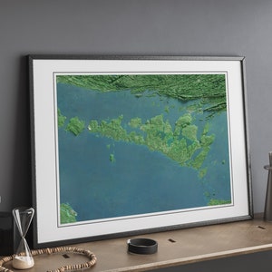 Île Manitoulin, Ontario, Canada - Carte en relief ombrée - Images