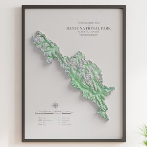 Parc national Banff - Carte topographique - Carte en relief ombrée