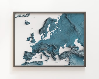 Europe - Shaded Relief Map (Landscape) - Natural Topography