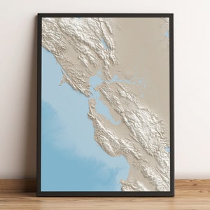 Bay Area, Kalifornien - Reliefkarte - Inseln und Küsten