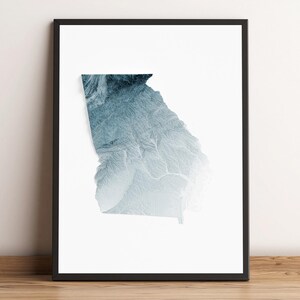 Georgia State - Shaded Relief Map - Natural Topography
