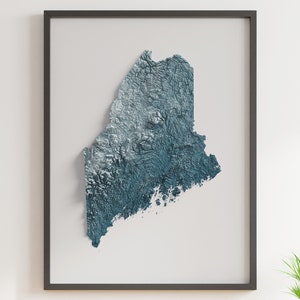 Maine - Schattierte Reliefkarte - Natürliche Topographie