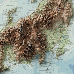 Japan - Vintage Topographic Map C. 1958 - Shaded Relief Map - Etsy