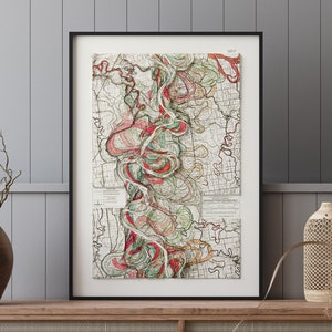 Mississippi River Meander Belt (um 1944) - Vintage Geologie-Karte - Platte 22 Blatt 8