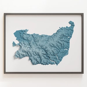 Suffolk County, England - Shaded Relief Map - Natural Topography