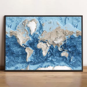 Welt Topographie einschließlich Ozeanboden- Schattierte Reliefkarte