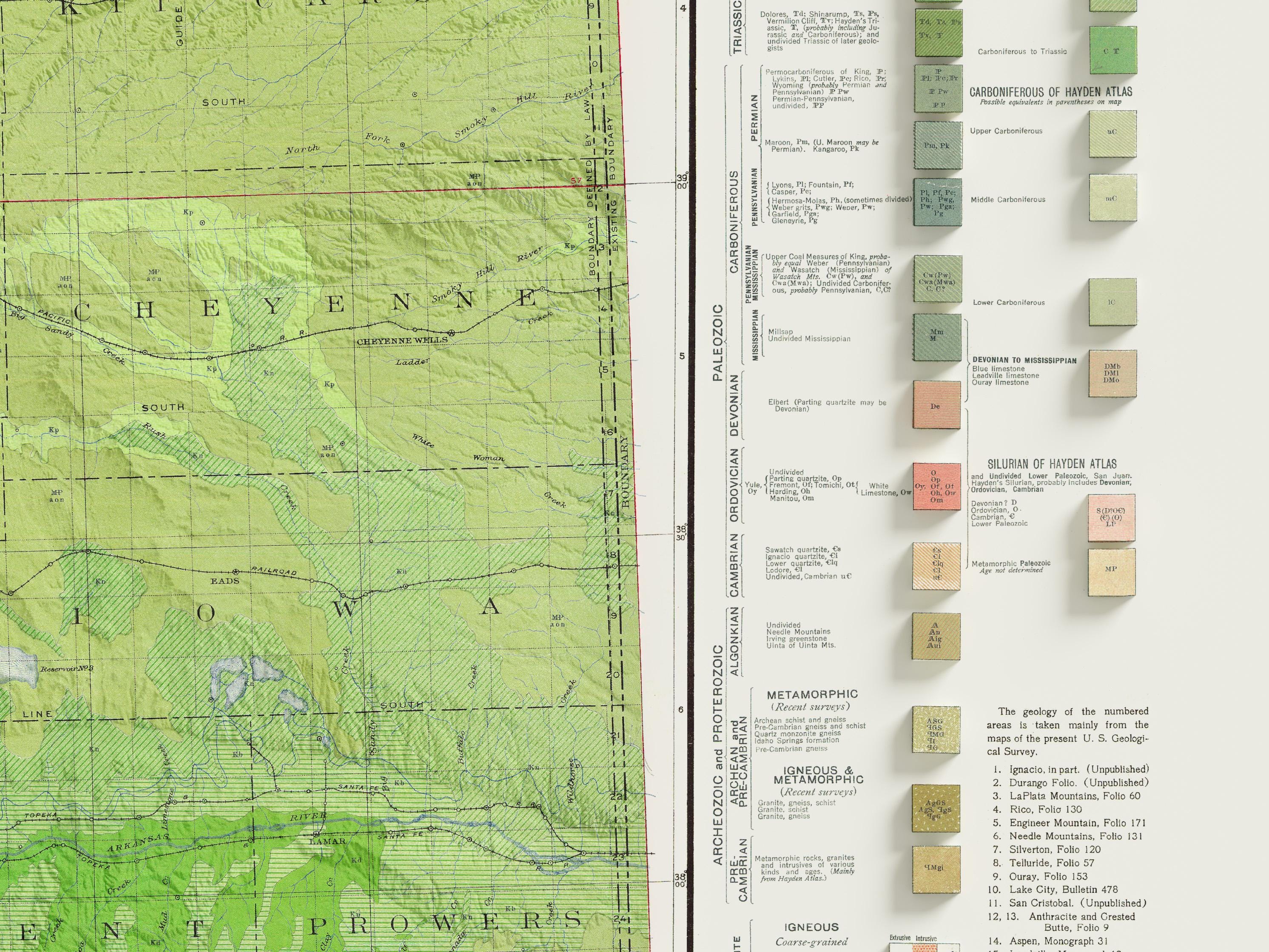 Geological Map of Colorado - Vintage - Shaded Relief Map - Etsy