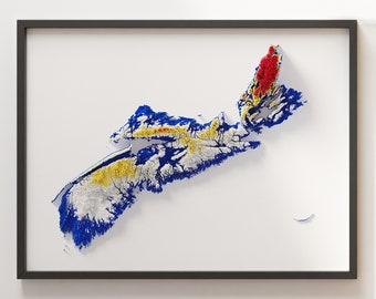 Nova Escócia - Mapa de relevo sombreado - Cores da bandeira