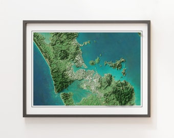 Auckland, New Zealand - Shaded Relief Map - Imagery