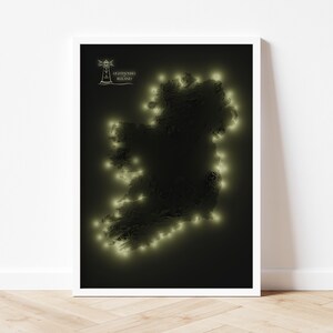 Irland Leuchttürme - Moderne Reliefkarte - Wandbild