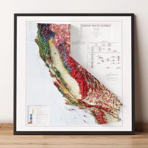 Geological Map of California - Vintage - Shaded Relief Map