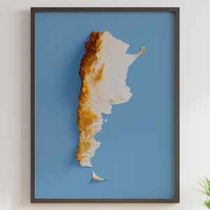 Argentinien - Reliefkarte mit Flaggenfarben