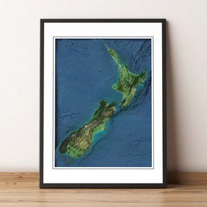 Nouvelle-Zélande (avec fond marin) - Carte en relief ombragé - Images