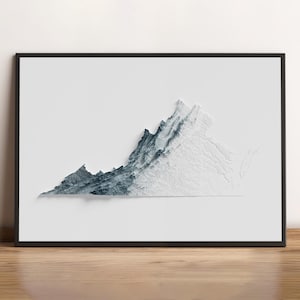 Virginie - Carte en relief ombrée - Topographie naturelle