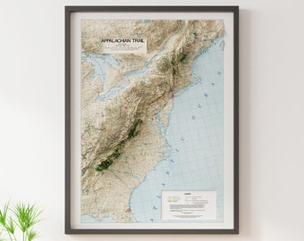 The Appalachian Trail (c.1981) - Mappa topografica d'epoca - Mappa in rilievo ombreggiato