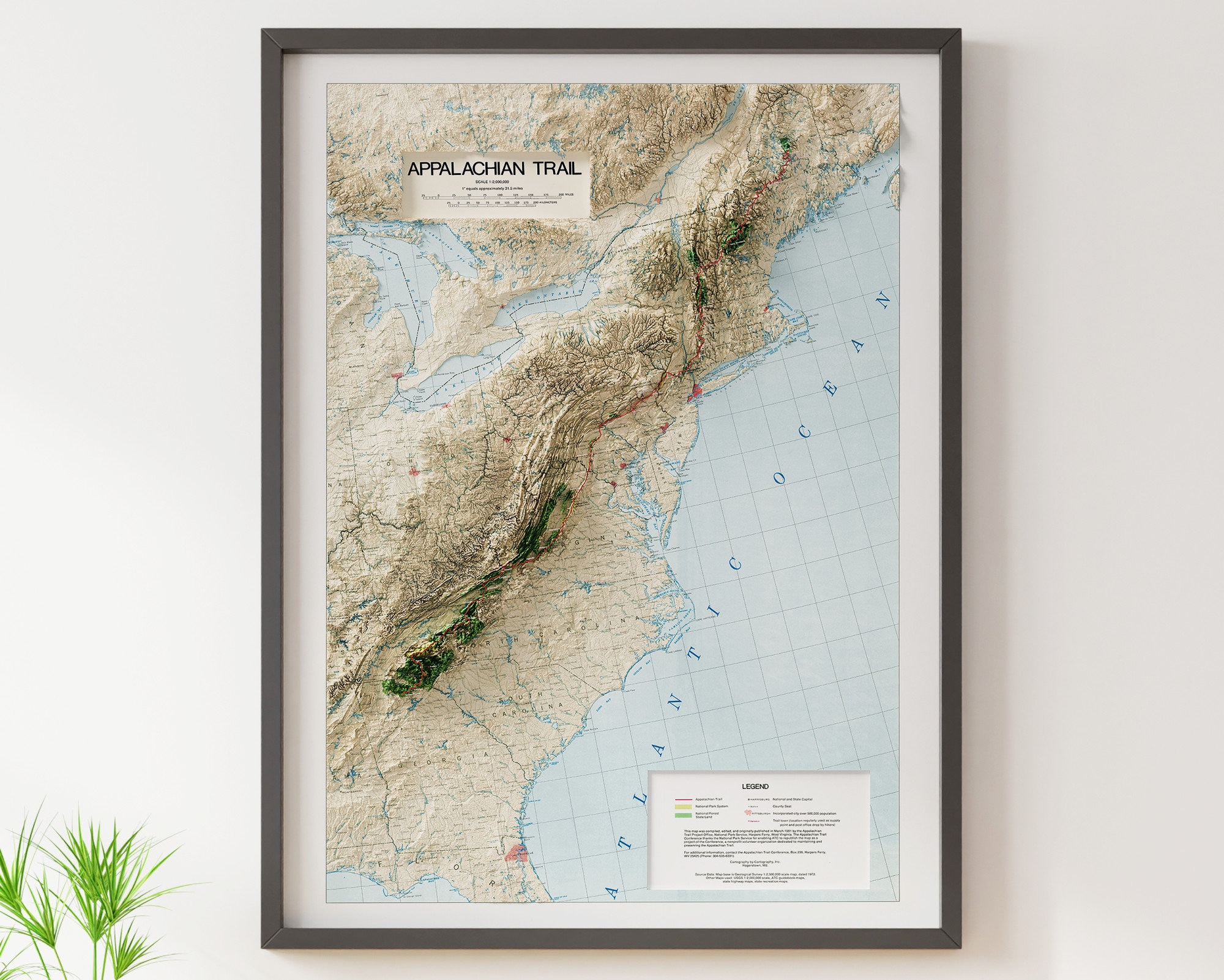 Impression artistique for Sale avec l'œuvre « Carte des sentiers des Appalaches » de l'artiste Auntbee63