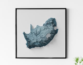 South Africa - Shaded Relief Map - Natural Topography