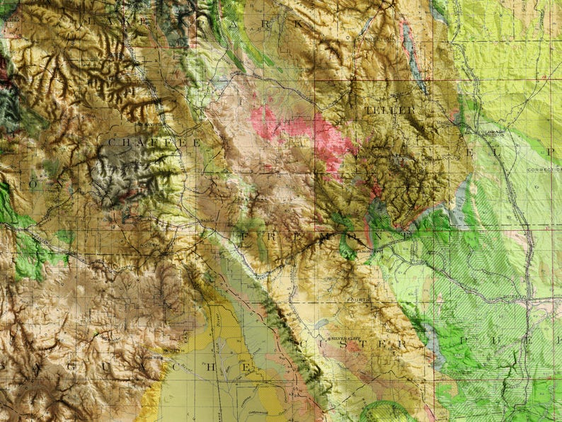 Geological Map of Colorado - Vintage - Shaded Relief Map - Etsy