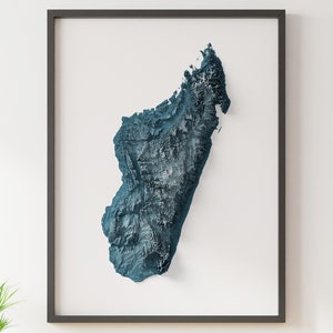 Madagascar - Shaded Relief Map - Natural Topography