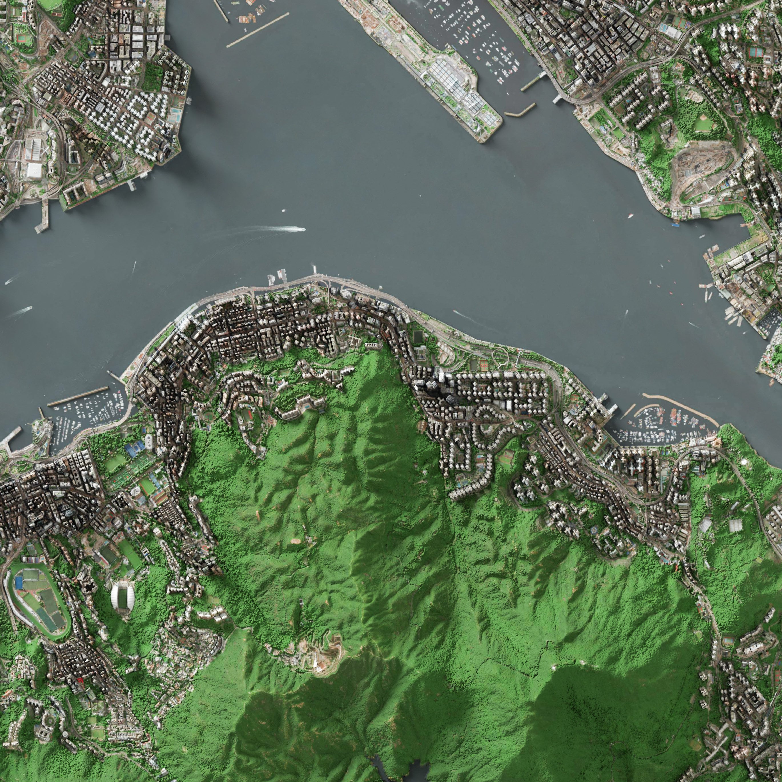 Hong Kong Imagery Shaded Relief Map Detailed Topography Etsy