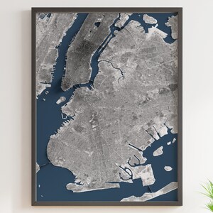 Brooklyn, New York - Carte en relief ombrée - Topographie détaillée