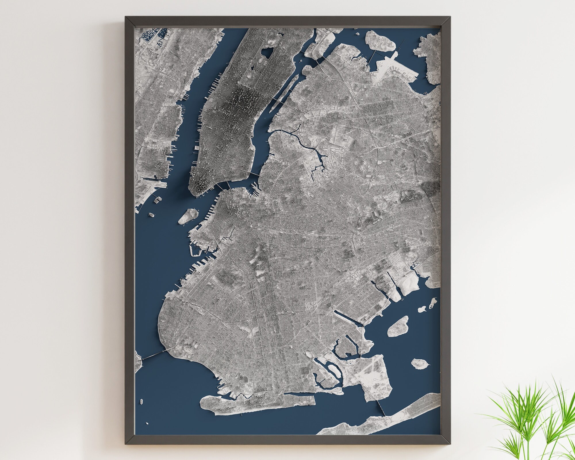 Brooklyn, New York - Shaded Relief Map - Detailed Topography