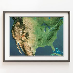 États-Unis d'Amérique (sans bordure) - Carte en relief ombré - Images