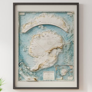 Topographic Map of Antarctica (c.1938) - Vintage Map - Shaded Relief Map