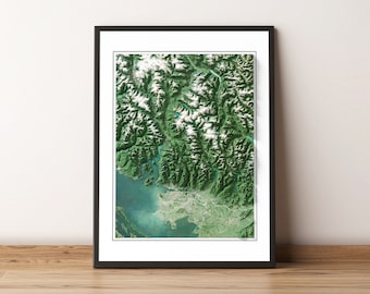Sea to Sky, British Columbia, Canada - Shaded Relief Map - Imagery