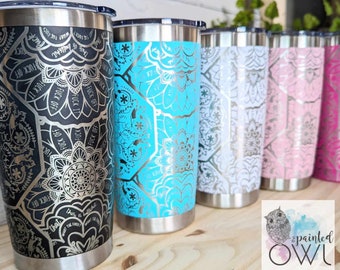 Hidden Swear Word Tumbler 20oz and 30oz Tumbler/ Laser Engraved Tumbler/ Swear Word Mandala Tumbler/Funny Tumbler/Fuck Tumbler/Cuss Word