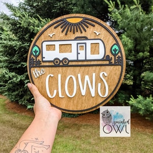Personalized sign, Travel Trailer, happy camper sign, camper sign, class a, class c, tent, teardrop, 5th wheel, pop-up, airstream, A frame