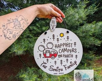 Personalized Happiest Campers on the Earth sign, camper decor, happy camper sign, happiest place on earth, personalized camper keys