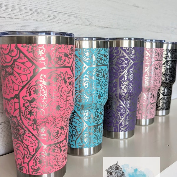 Hidden Swear Word Tumbler 30oz Tumbler/ Laser Engraved Tumbler/ Swear Word Mandala Tumbler/Funny Tumbler/Fuck Tumbler/Cuss Word