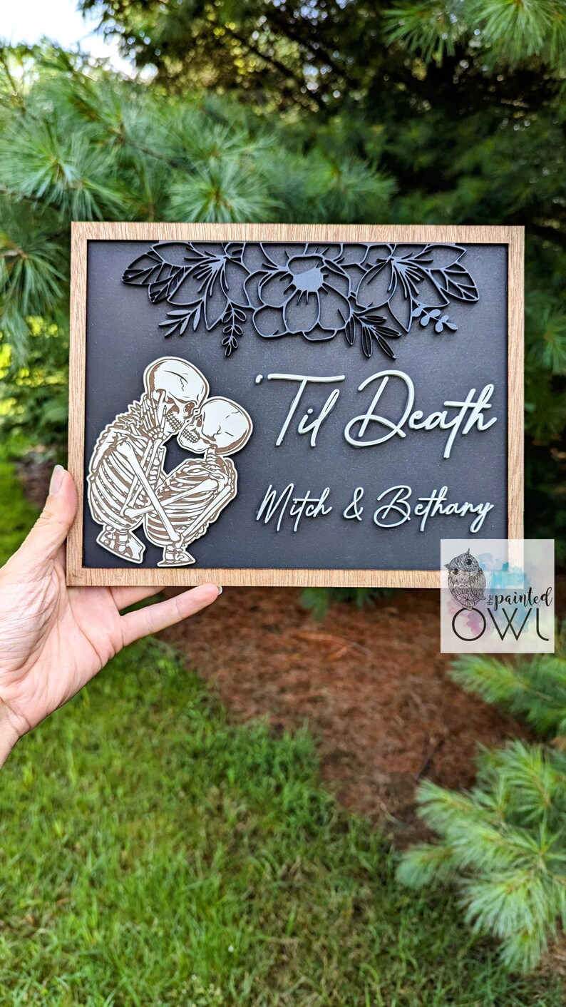 PERSONALIZED 'Til Death sign/ Halloween Decor/ Cottagecore decor/ Skeleton Decor/ Skeleton wedding gift/ Spooky Couples gift/ Spooky Decor
