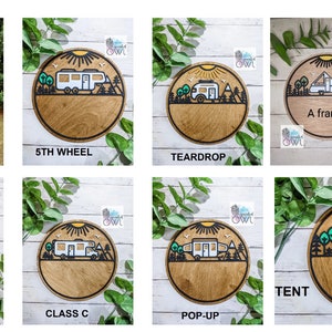 Personalized sign, Travel Trailer, happy camper sign, camper sign, class a, class c, tent, teardrop, 5th wheel, pop-up, airstream, A frame image 2