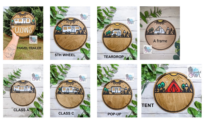 Personalized sign, Travel Trailer, happy camper sign, camper sign, class a, class c, tent, teardrop, 5th wheel, pop-up, airstream, A frame image 2