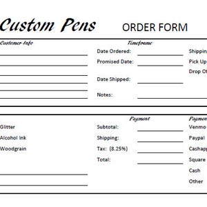 Pen Order form