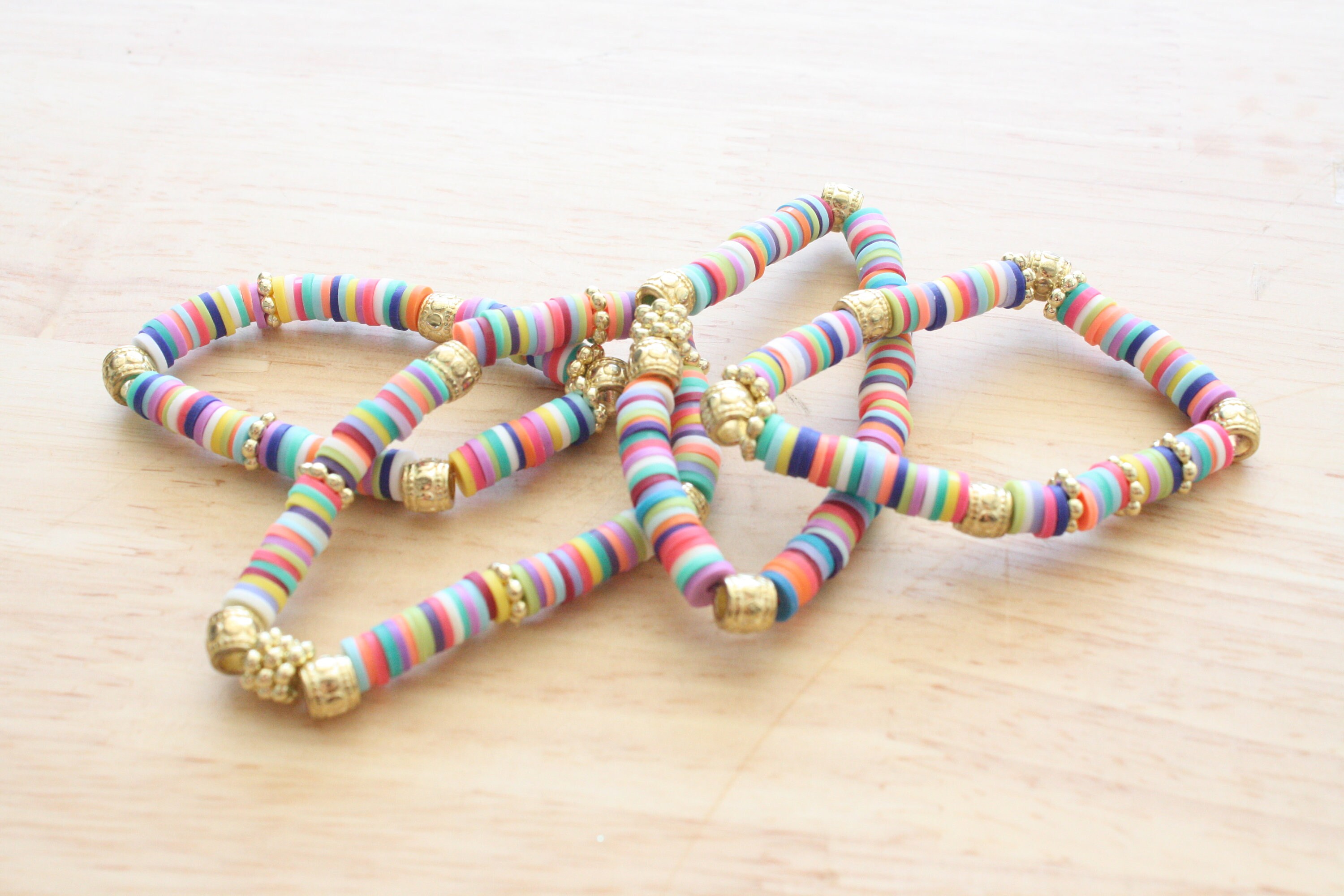 Personalized and Stacking Clay Disc Bead Bracelets Etsy