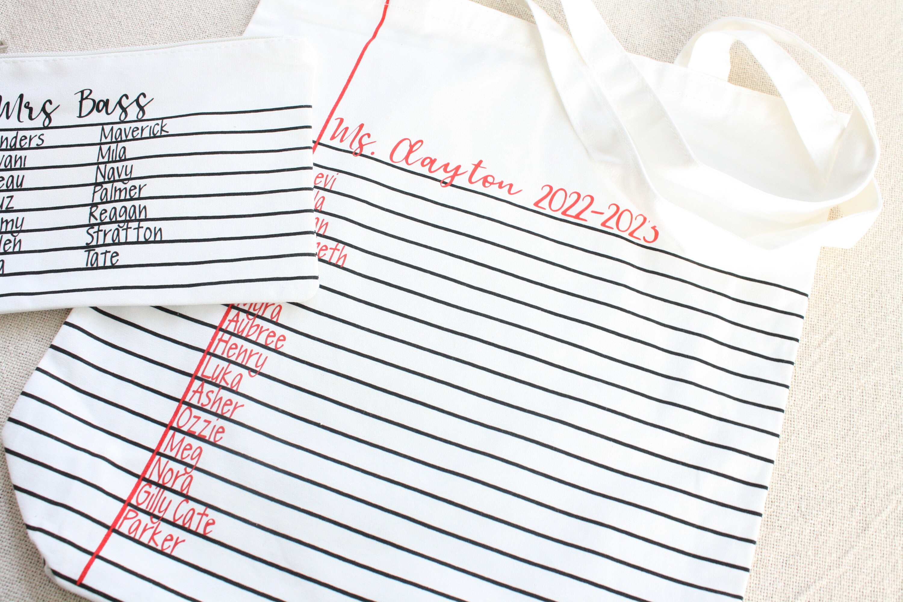 Personalized Teacher Gift Notebook Paper Canvas Tote Bag and Cosmetic Bag Etsy Canada