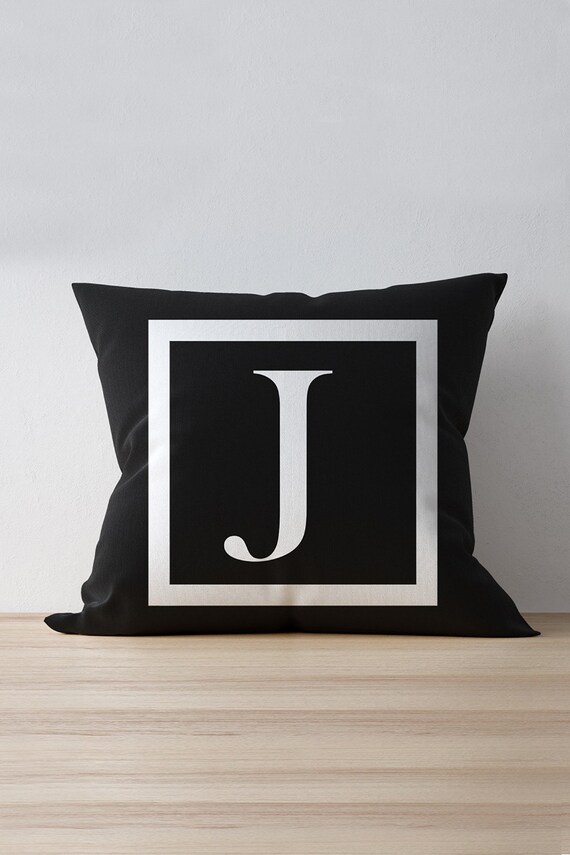 Initial Pillow Cover Personalized J Letter Pillow Cover Etsy