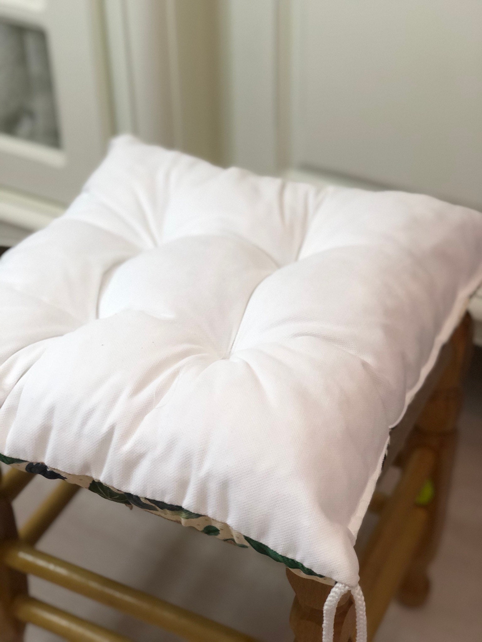 Tufted Chair pad with ties Indoor/Bistro 14x14x3 inches Etsy