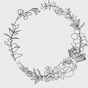 Round floral leaf wreath svg wildflower floral Circle wreath | Etsy
