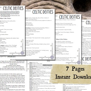 Largest Celtic Deity & Correspondence List Printable | Instant Download | BONUS Appeasement/Worship Info at End | Witchcraft, Wicca, Occult