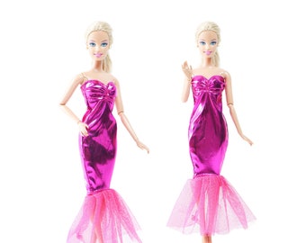 Shiny Dress for 11.5in Doll 1:6 Doll Accessories Fashion Party Wear Doll Clothes 30cm Doll Wedding Dress Long Evening Dresses Kids Toys 1/6